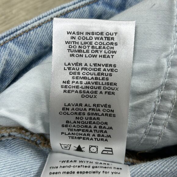 Good American The Weekender Jeans Women 4/27 Blue Straight Leg Raw Hem Indigo248 - Picture 14 of 14